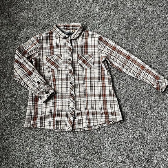 Pladra Women’s Cotton Fireside Flannel - Cattail Tan - Large Orange Brown - Picture 1 of 12